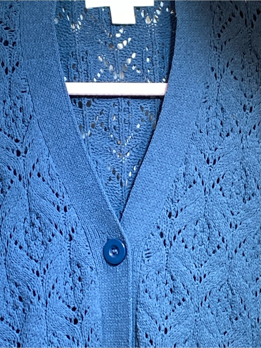 Textured Navy V-Neck Button Cardigan - Women's - Picture 3 of 7